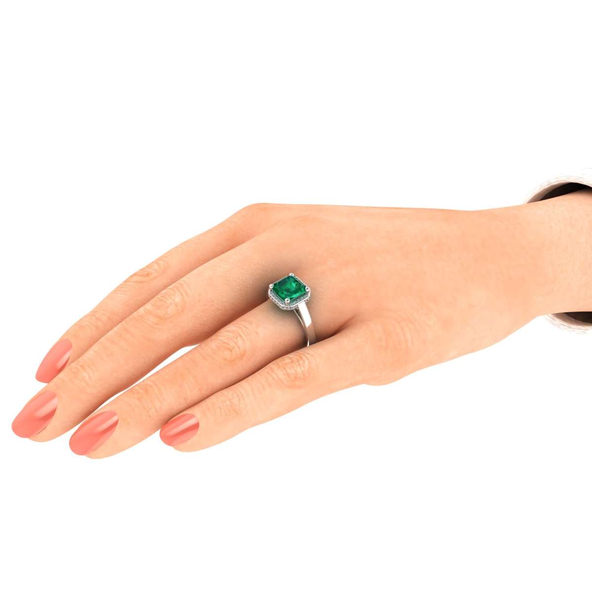 Anello  con diamanti ct 0,12 G-VVS1 e smeraldo centrale carati 2