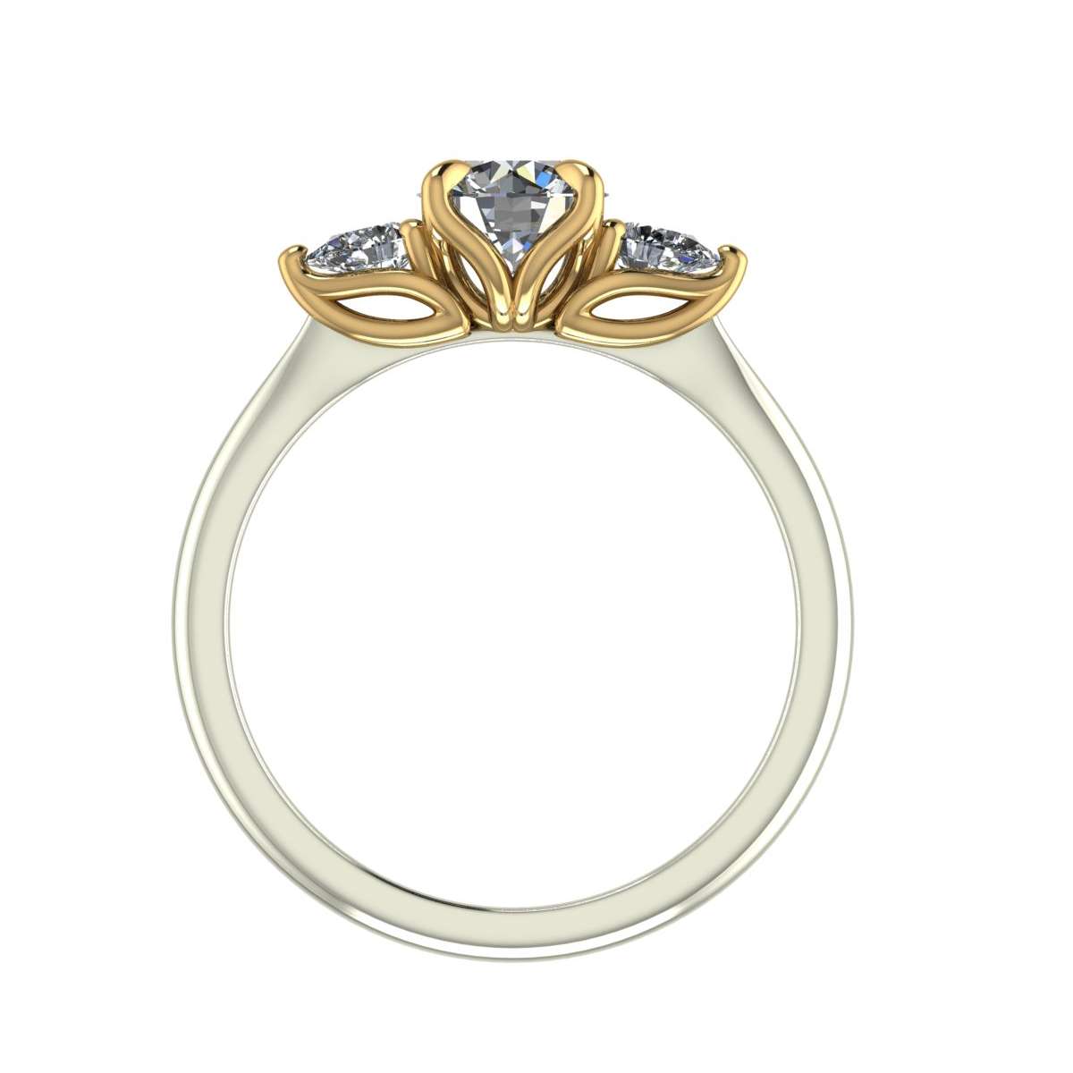 Ring with three GIA-carat 1.07 g-if certified diamonds