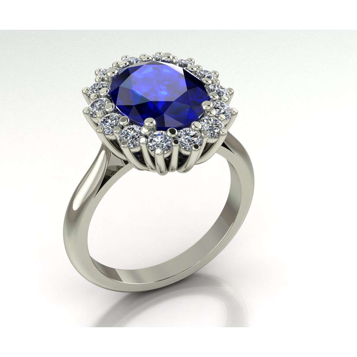 Women's ring in white sapphire blue carats 3.00 and diamonds carats 0.80 g-vs1