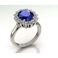 Anello a cestino con  zaffiro blu ct 3.00 e diamanti ct 0.80 g-vs1 Anello a cestino con  zaffiro blu ct 3.00 e diamanti ct 0.80 g-vs1