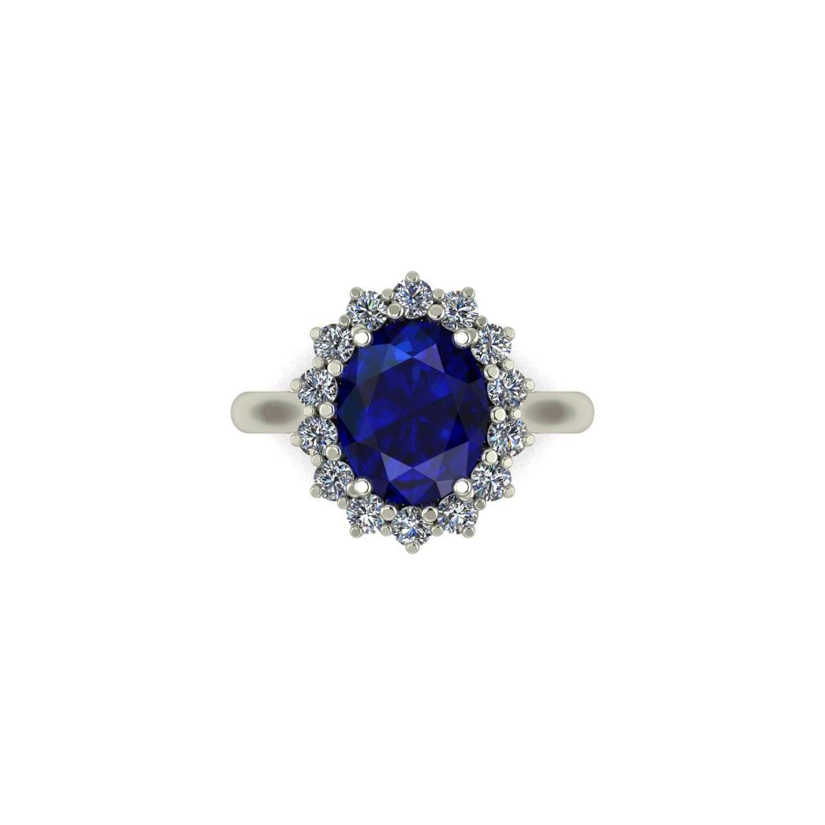 Women's ring in white sapphire blue carats 3.00 and diamonds carats 0.80 g-vs1