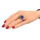 Anello a cestino con  zaffiro blu ct 3.00 e diamanti ct 0.80 g-vs1