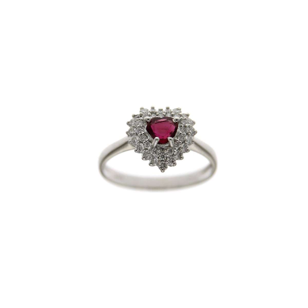 0.41 carat ruby heart ring 0.45 carat diamonds G-VS1