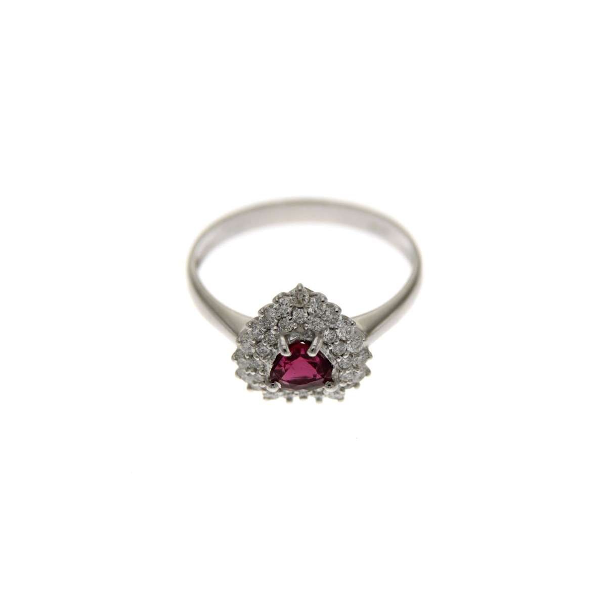 0.41 carat ruby heart ring 0.45 carat diamonds G-VS1