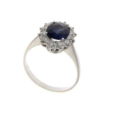 Ring with blue sapphire ct 1.58 and diamonds ct 0.78 g-vs1