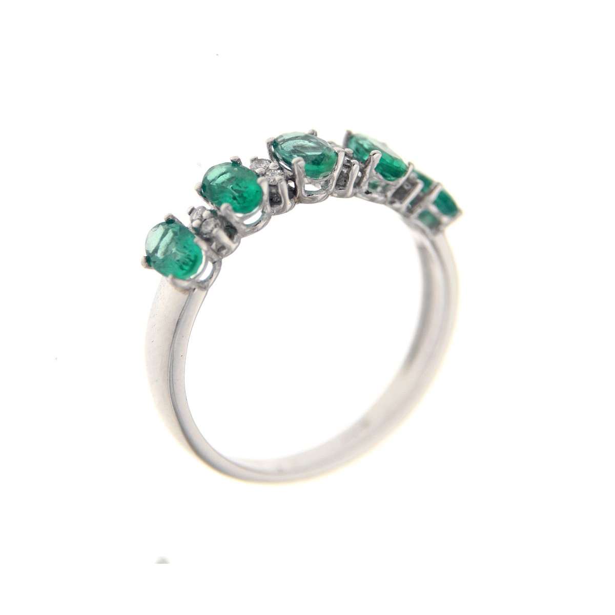 Ring with emeralds carat 1.02 diamonds ct 0.10 g-vs1