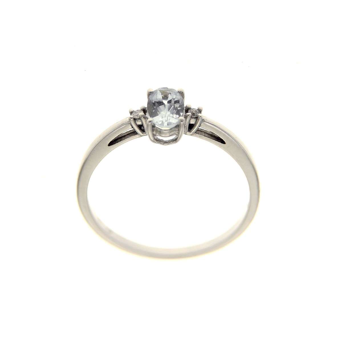 Simple ring with aquamarine ct. 0.38 and diamonds 0.04 ct G-VS1