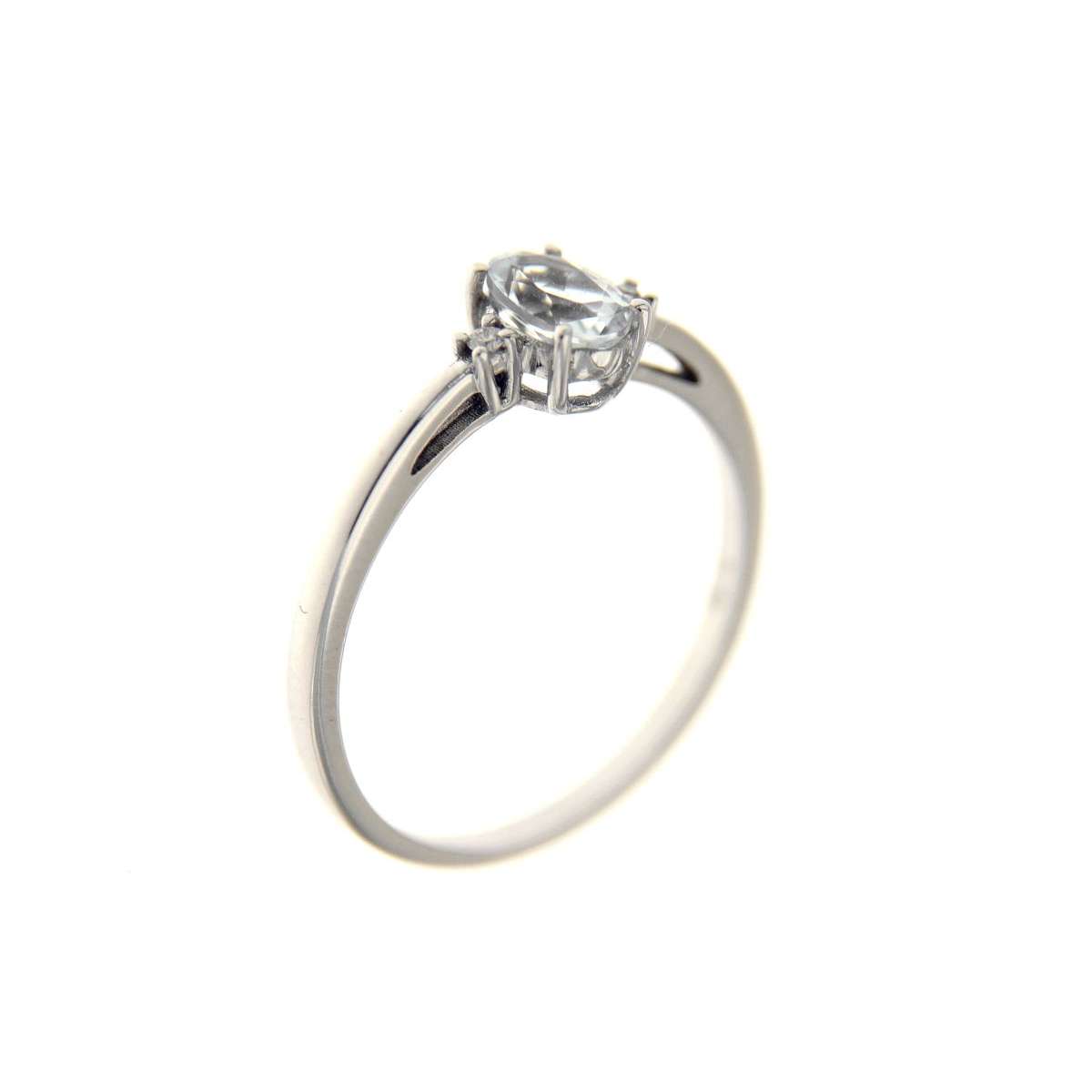 Simple ring with aquamarine ct. 0.38 and diamonds 0.04 ct G-VS1