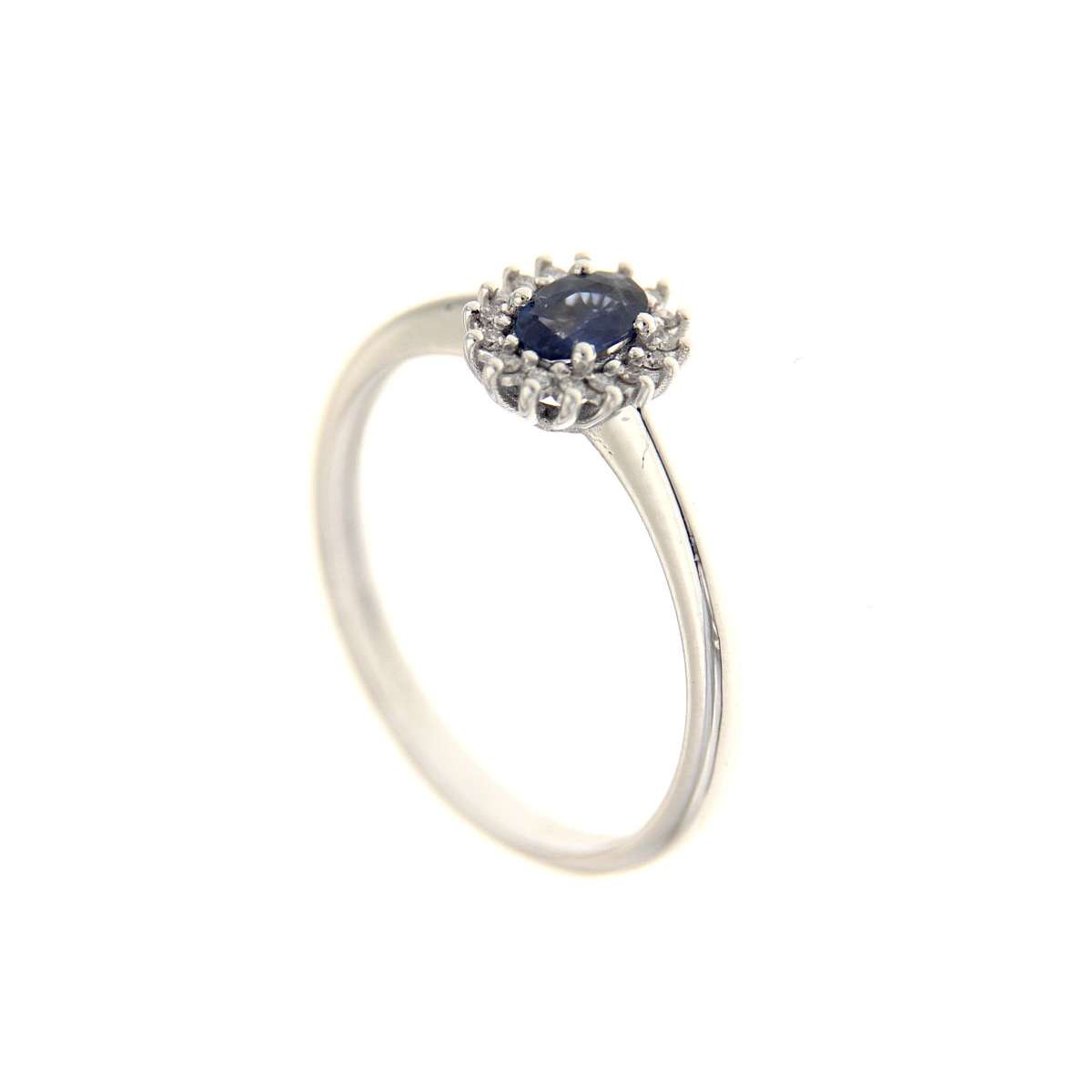 Ring with blue sapphire ct 0.28 and diamonds ct 0.05 g-vs1