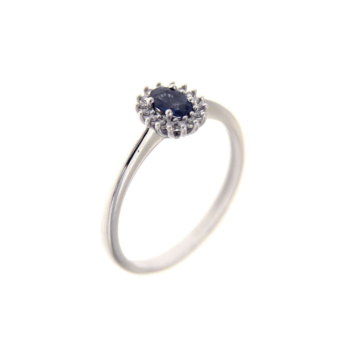 Ring with blue sapphire ct 0.28 and diamonds ct 0.05 g-vs1