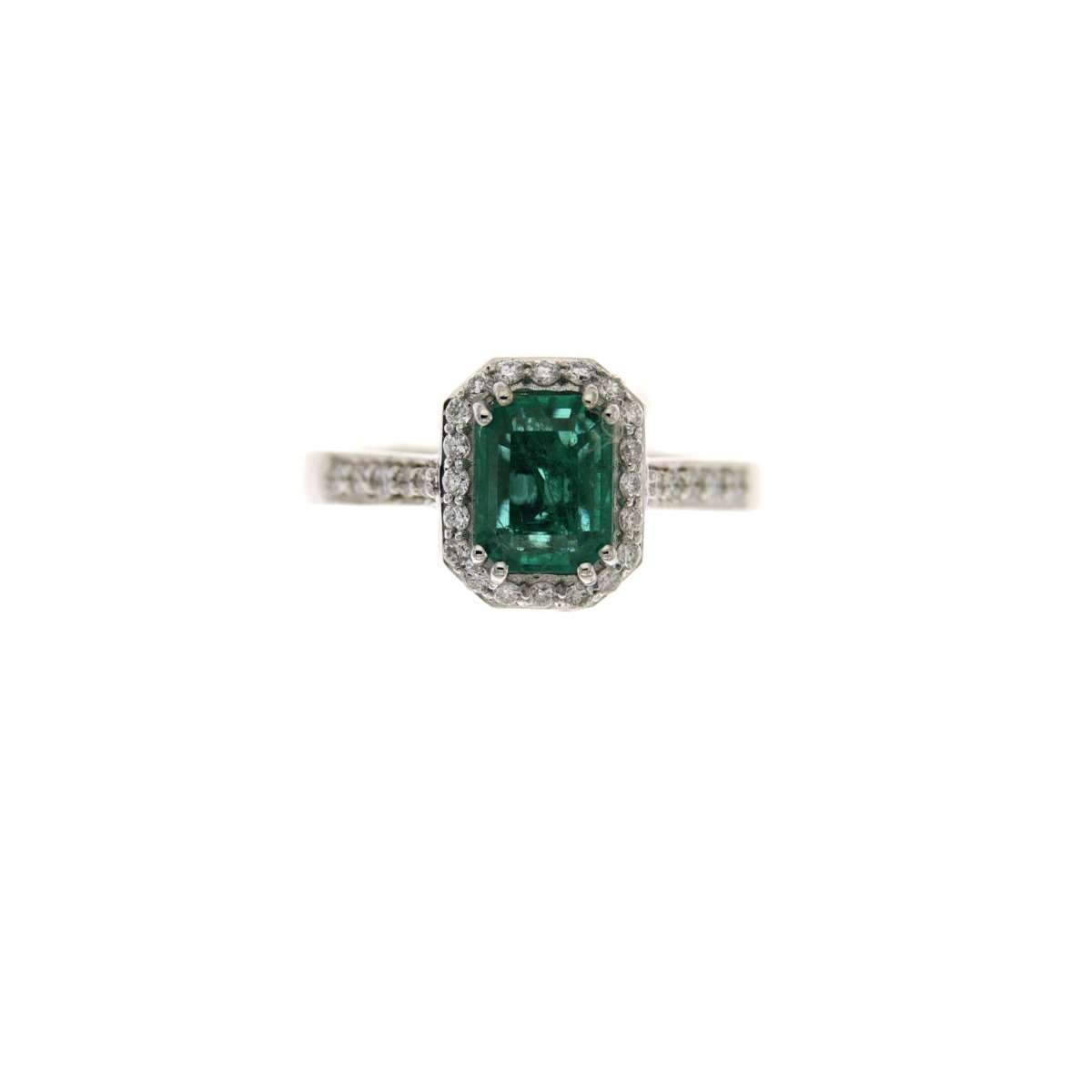 Anello con smeraldo carati 1.52 diamanti ct 0.28 g-vs1 