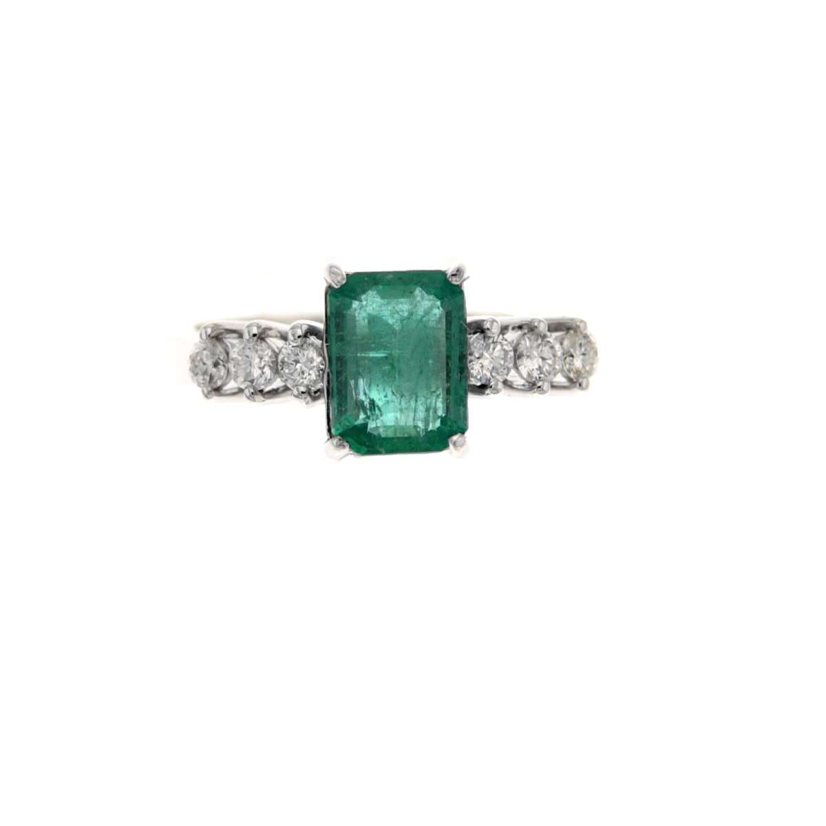 Anello con smeraldo carati 1.60 diamanti ct 0.27 g-vs1 
