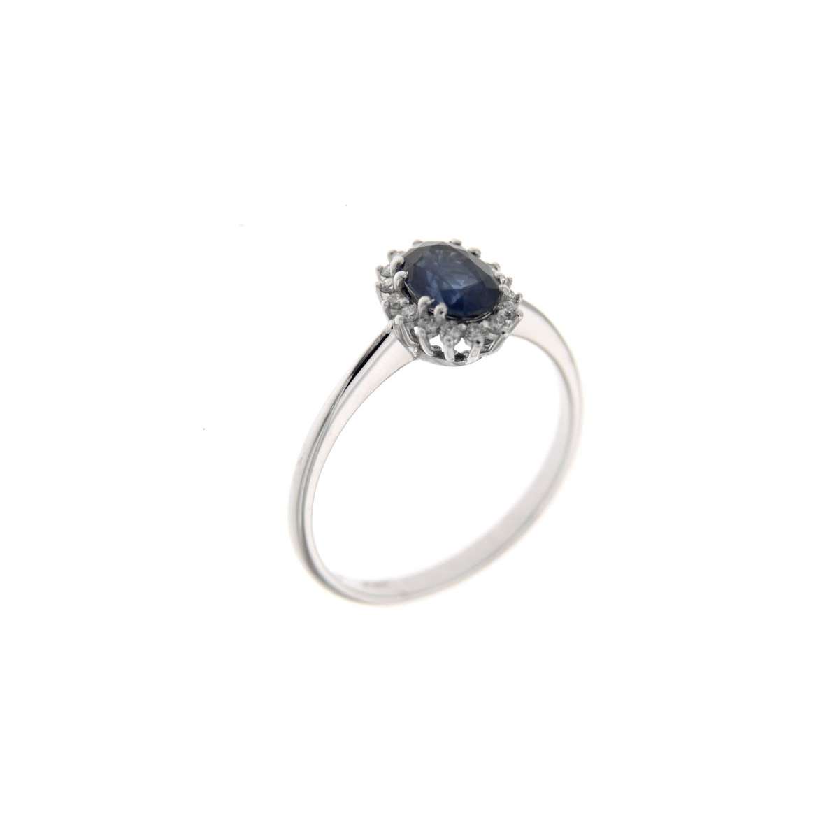 Ring with blue sapphire ct 1.04 and diamonds ct 0.15 g-vs1