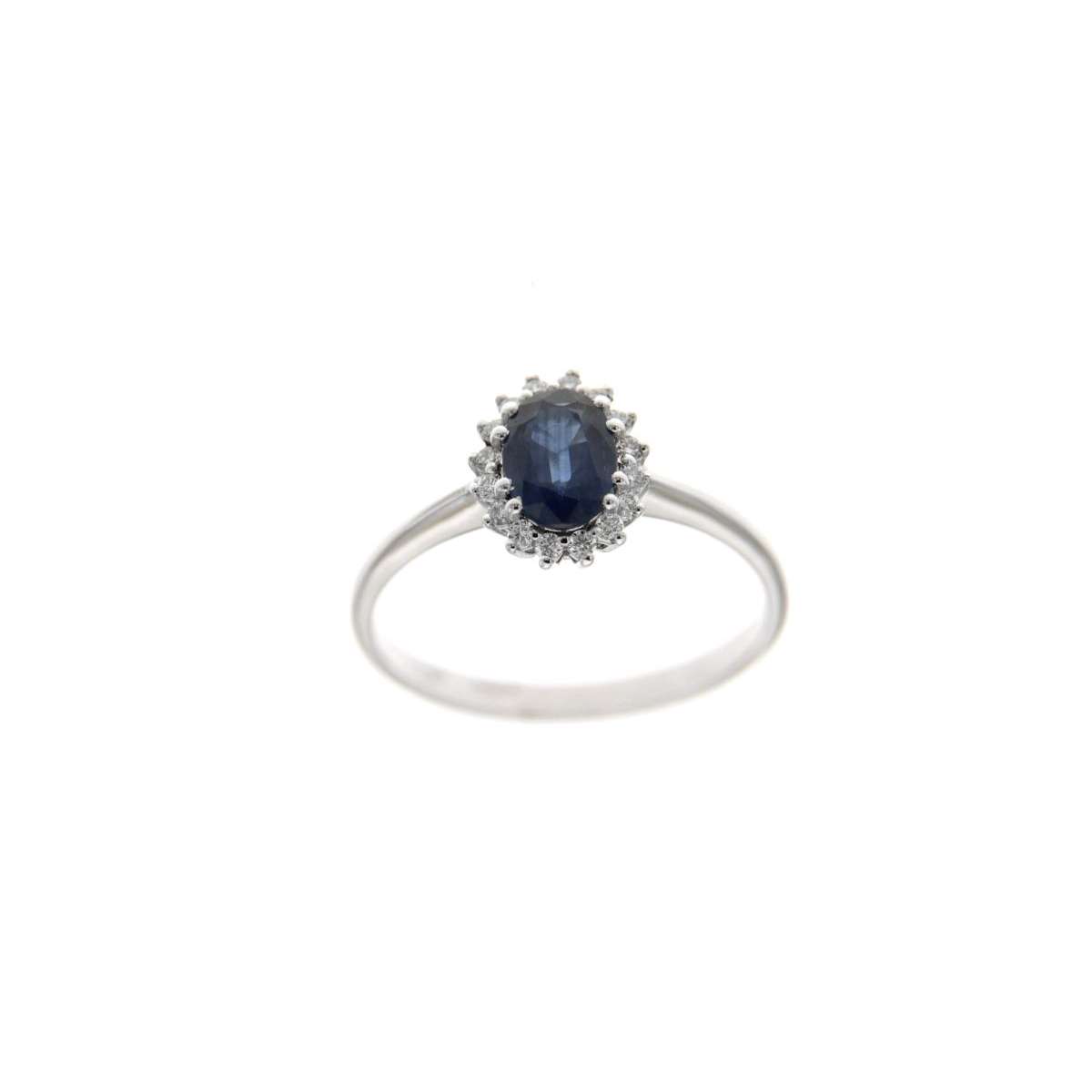 Anello con  zaffiro blu ct 1.04 e diamanti ct 0.15 g-vs1