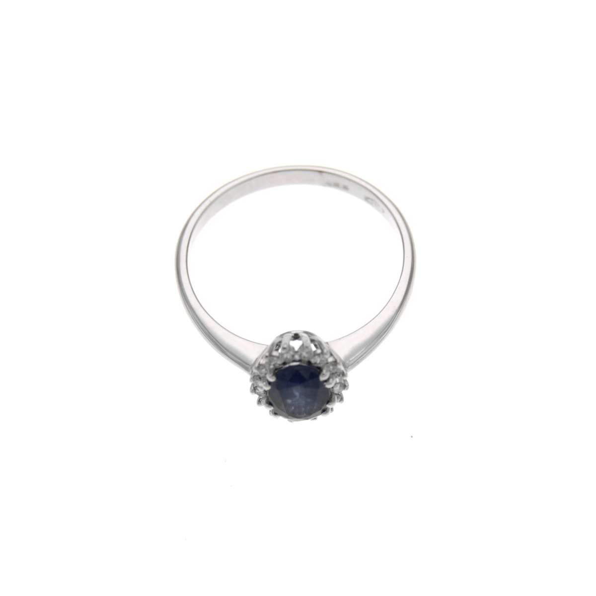 Ring with blue sapphire ct 1.04 and diamonds ct 0.15 g-vs1