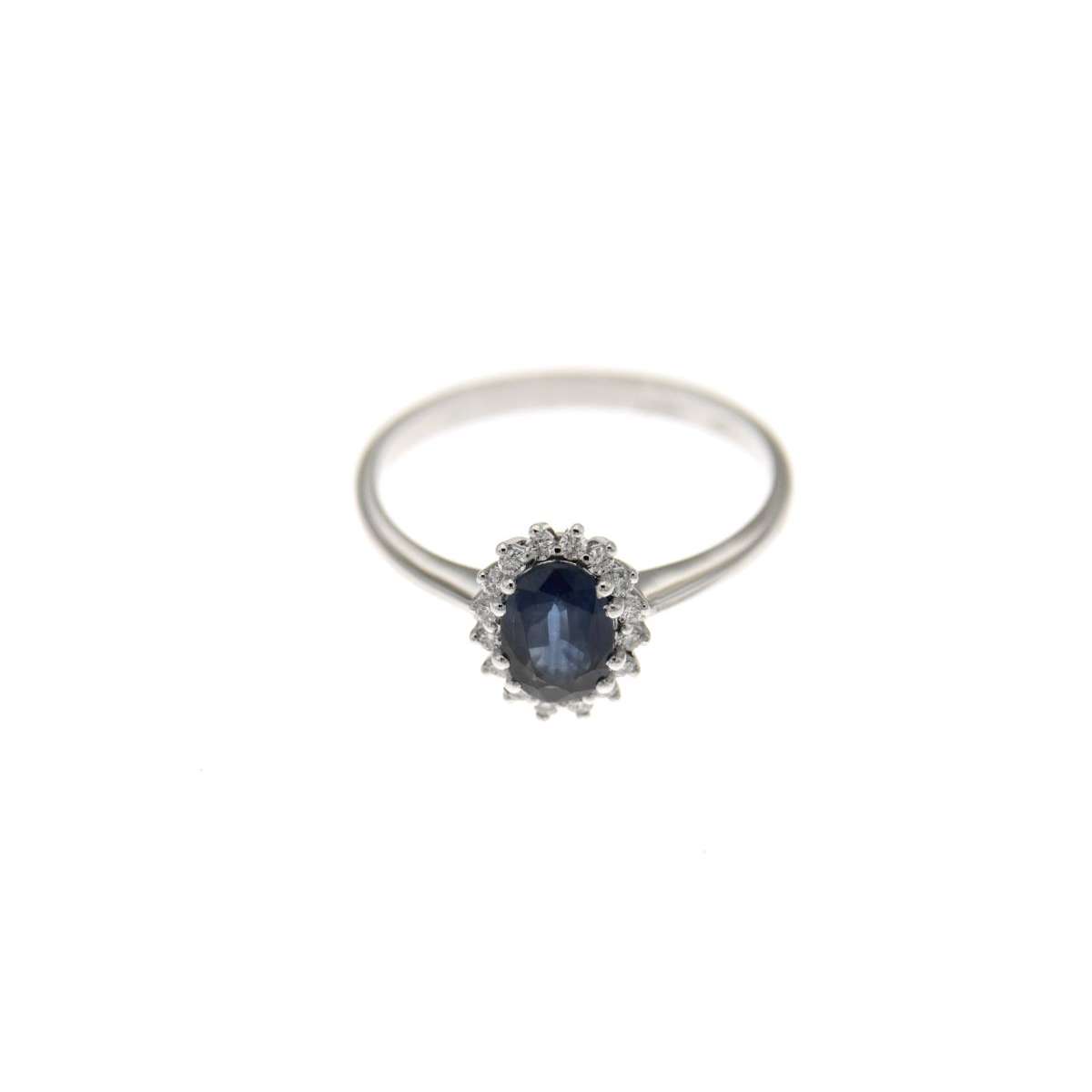 Ring with blue sapphire ct 1.04 and diamonds ct 0.15 g-vs1