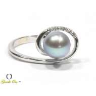 Anello con perla grigia e diamanti ct 0,015 G-VS1 Anello con perla grigia e diamanti ct 0,015 G-VS1