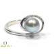 Anello con perla grigia e diamanti ct 0,015 G-VS1