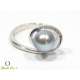 White gold ring with large gray pearl 9mm 0.015 carats diamonds G-VS1