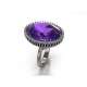 Oval ring for women halo setting purple amethyst 17.00