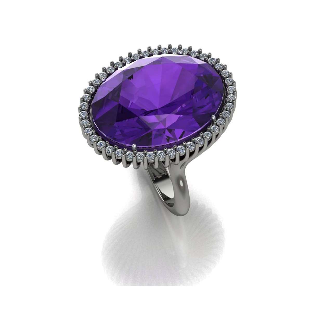 Oval ring for women halo setting purple amethyst 17.00