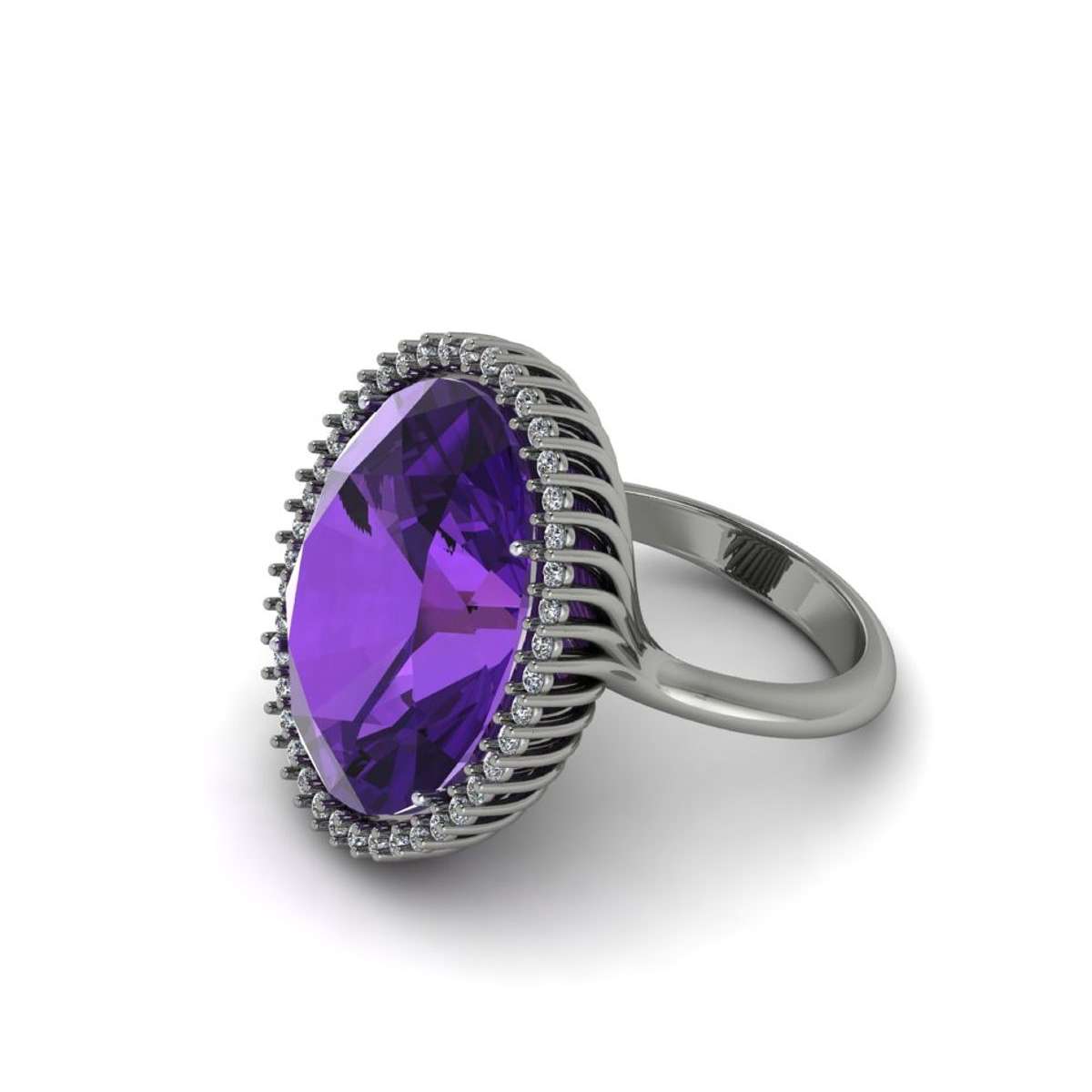 Oval ring for women halo setting purple amethyst 17.00