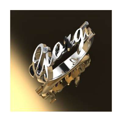 Giorgio custom name ring rhodium silver 0.0005 carats diamond G-VS1
