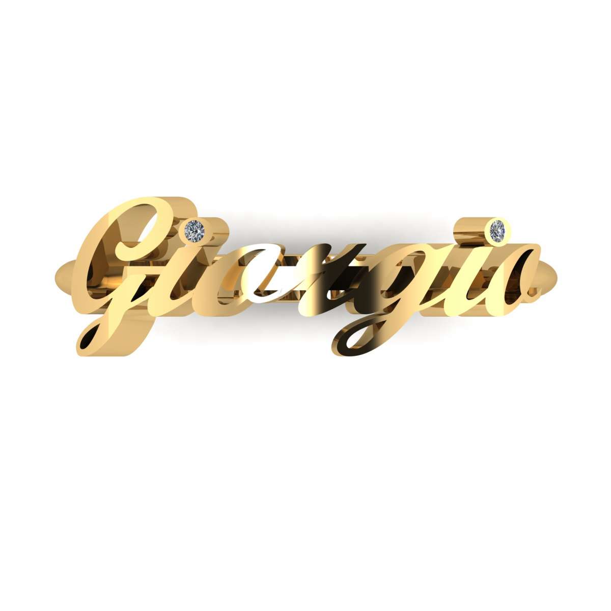 Giorgio custom name ring upon request white gold 0.01 carats diamond