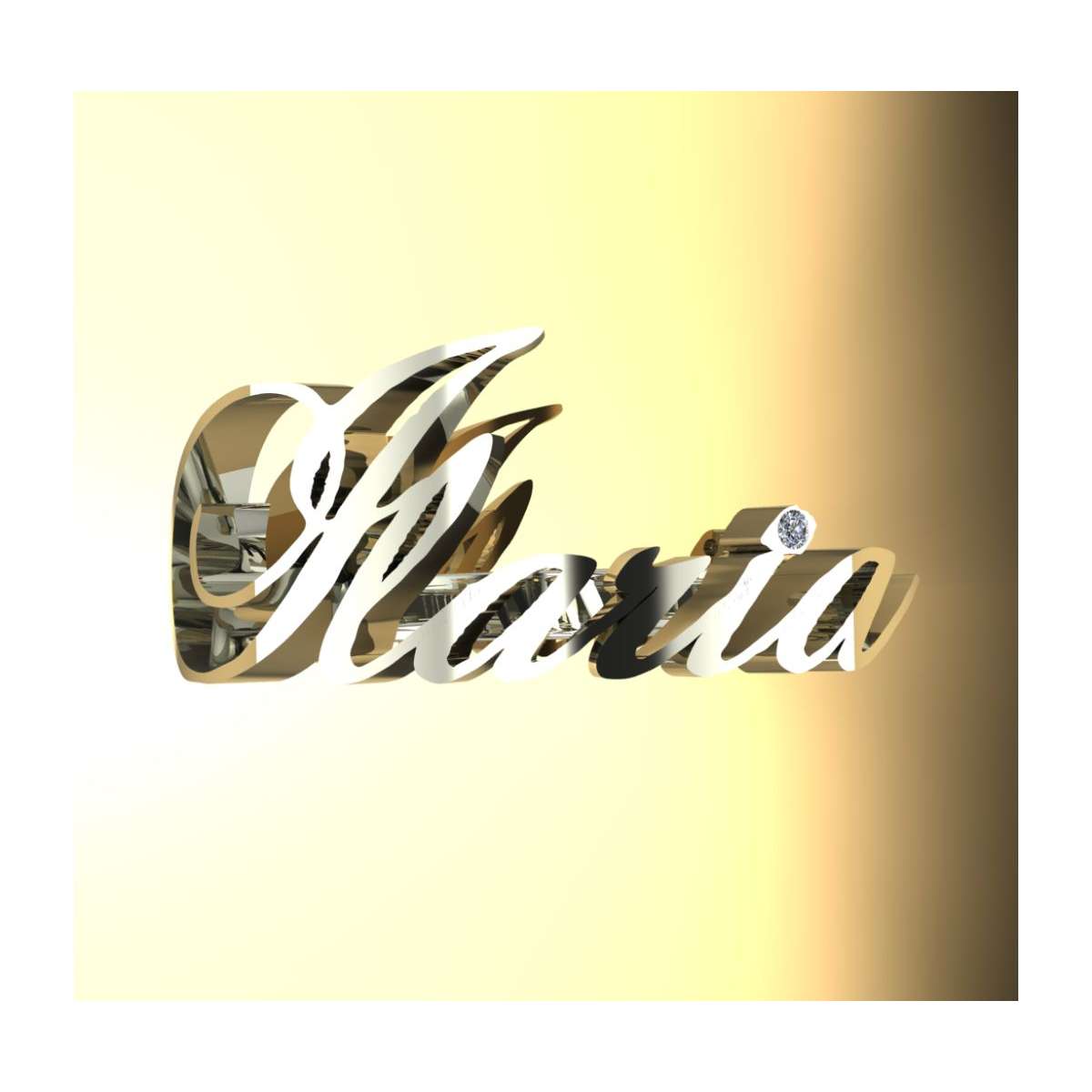 Ilaria custom name ring upon request white gold 0.01 carats diamond