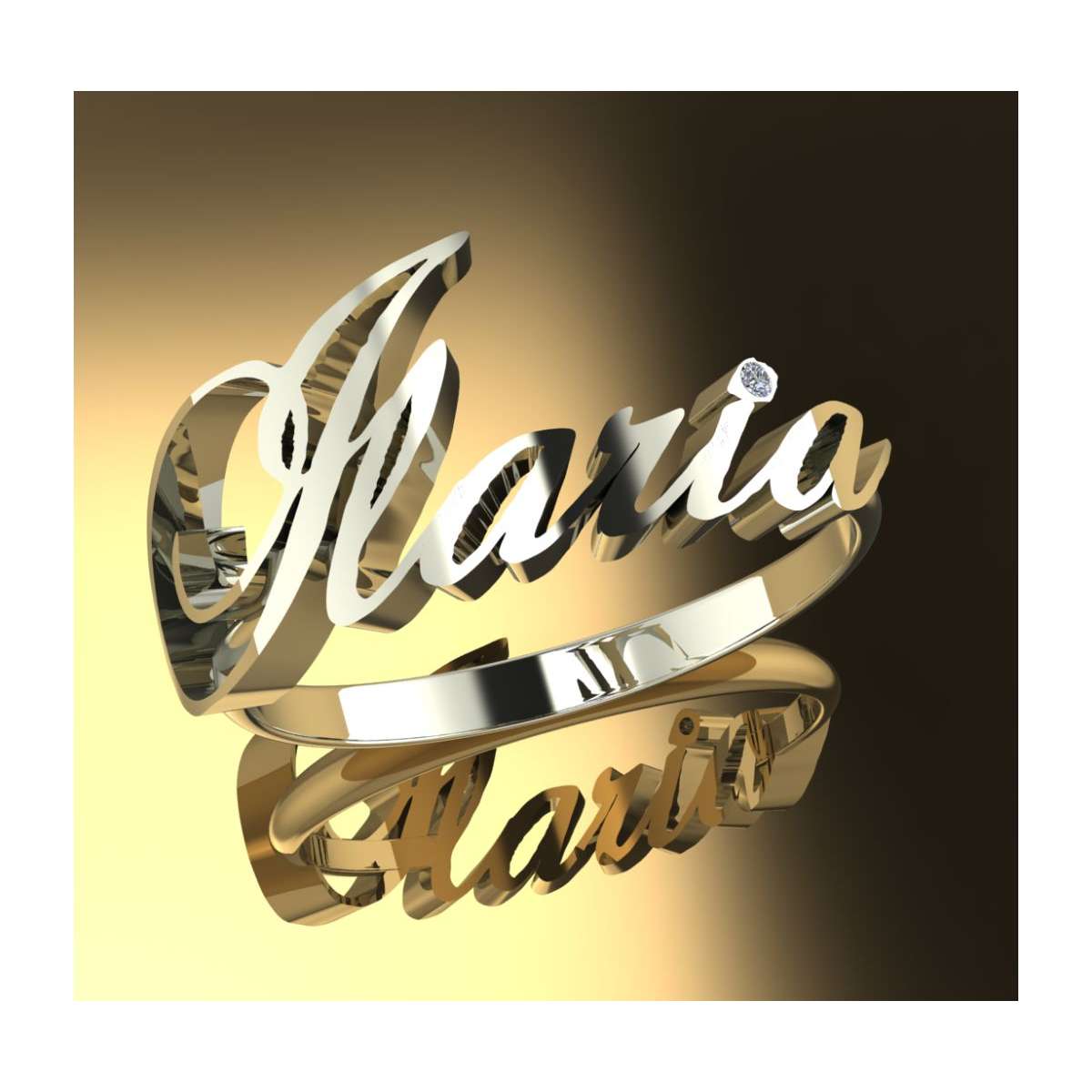 Ilaria custom name ring upon request white gold 0.01 carats diamond