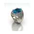 Large white gold band ring azure topaz 9 cts. 1.20 carats diamonds G-VS1 