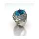 Large white gold band ring azure topaz 9 cts. 1.20 carats diamonds G-VS1 