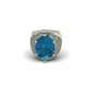 Raffinato anello a fascia in oro bianco topazio azzurro carati 9 diamanti carati 1.20 G-VS1