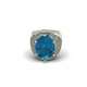 Large white gold band ring azure topaz 9 cts. 1.20 carats diamonds G-VS1 