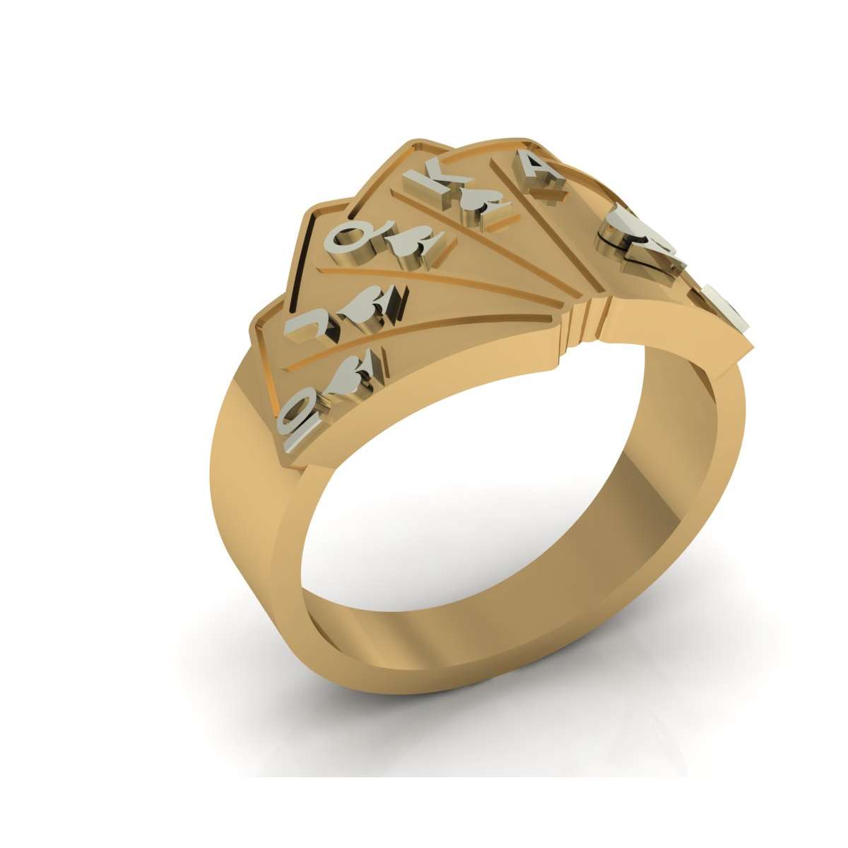 Poker Ring in 18kt yellow and white gold