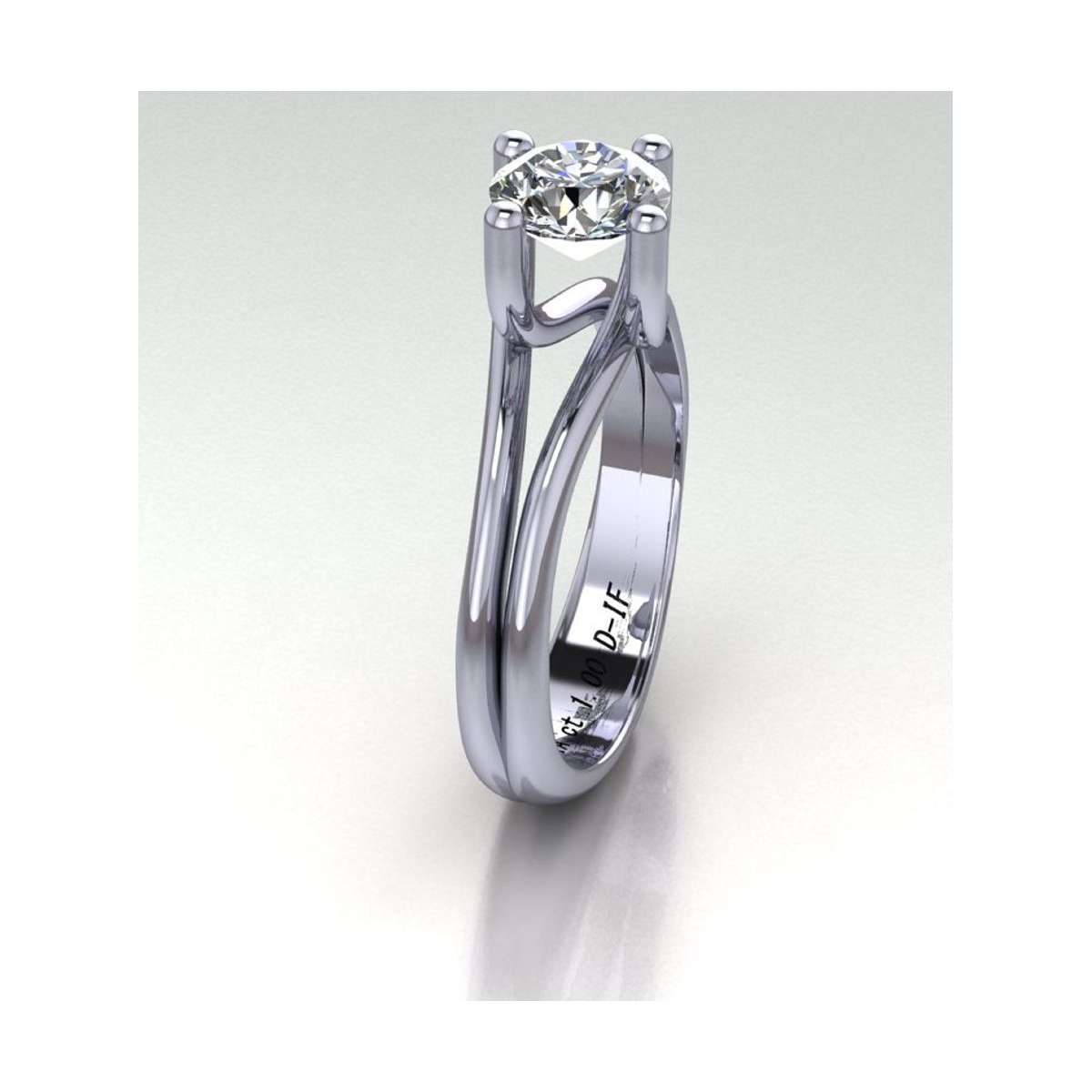 Platinum solitaire ring four claws GIA certified diamond 1.00 carats flawless D-IF