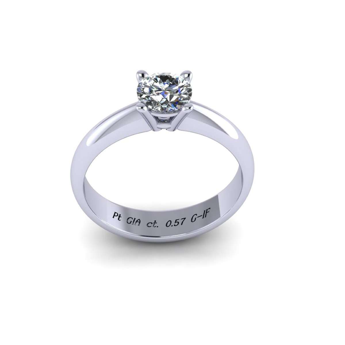 Platinum solitaire ring for wedding vows 0.57 carats GIA certified diamond G-IF