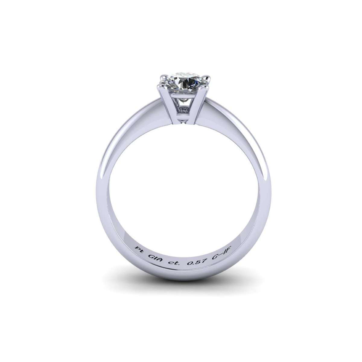 Anello solitario in platino diamante certificato GIA carati 0.57 G-IF