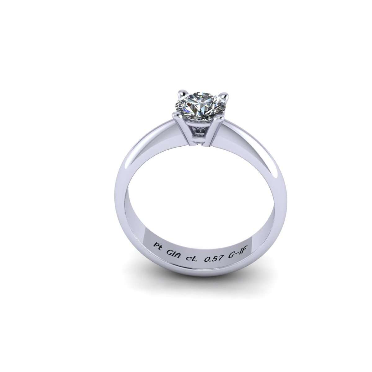 Platinum solitaire ring for wedding vows 0.57 carats GIA certified diamond G-IF