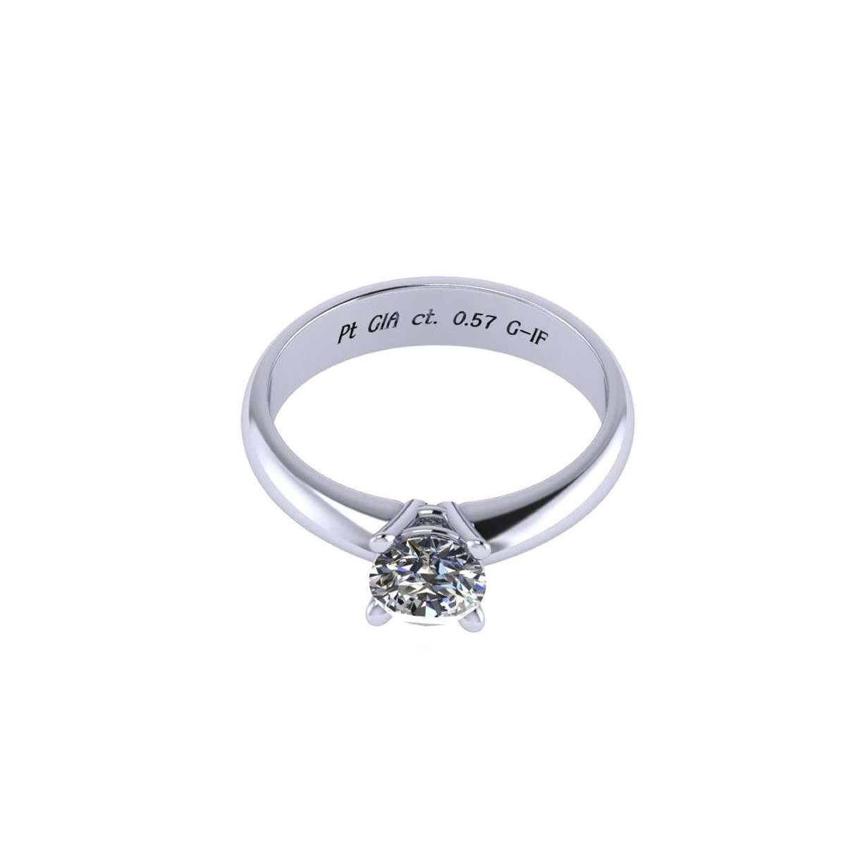 Platinum solitaire ring for wedding vows 0.57 carats GIA certified diamond G-IF