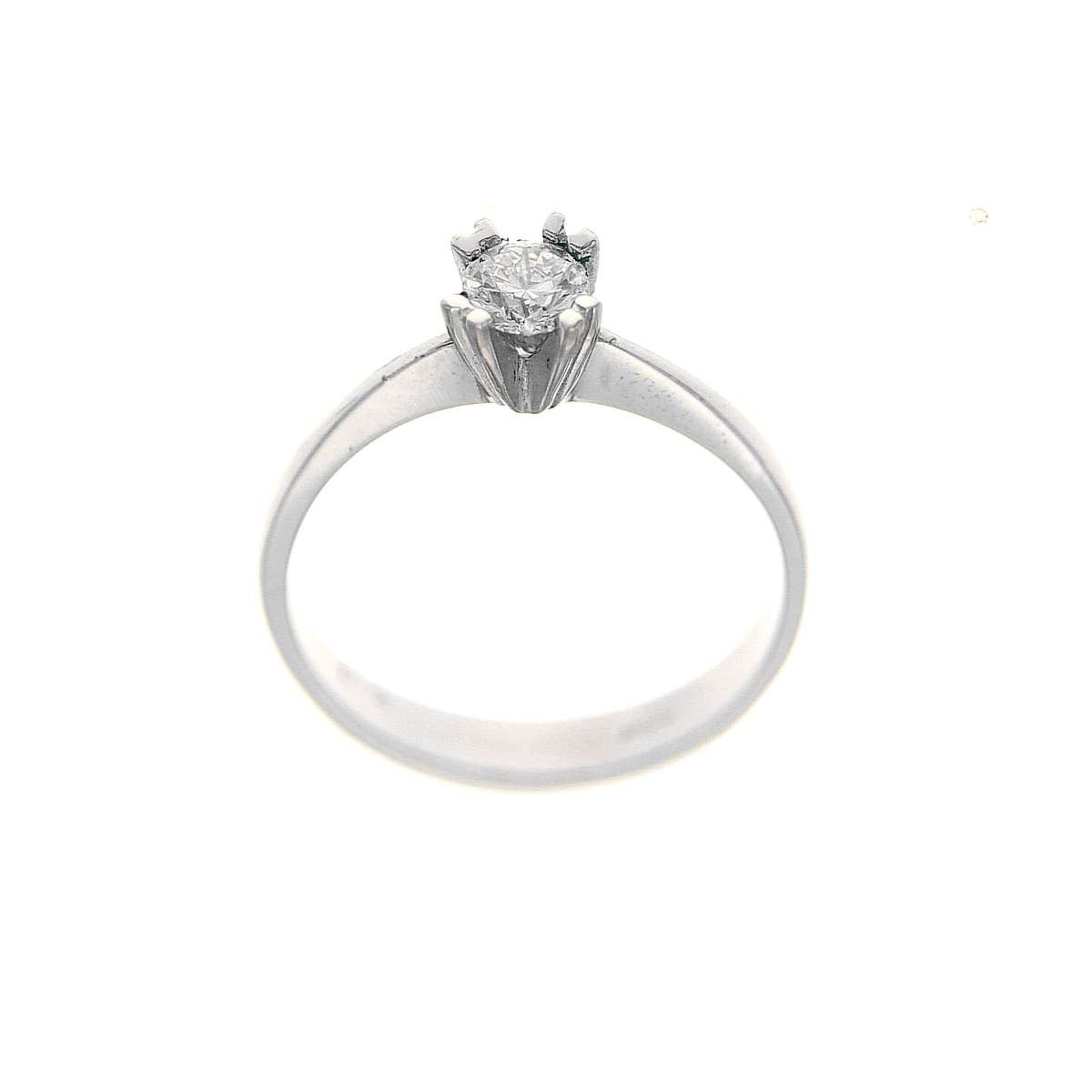 Anello solitario 4 griffe diamante carati 0,30 D-VS1 certificato GIA