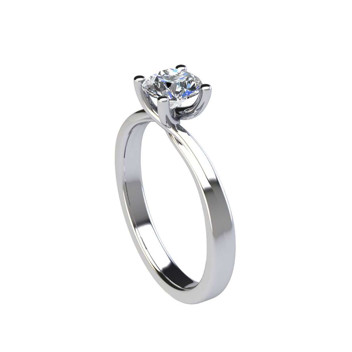 Platinum solitaire ring soft line four claws GIA diamond 0.55 carats D-IF