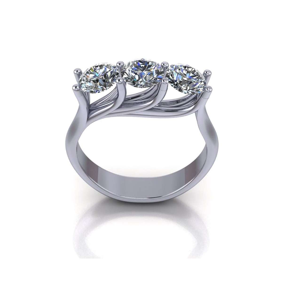 Platinum Trilogy ring 1.5 carats GIA certified diamonds G-IF