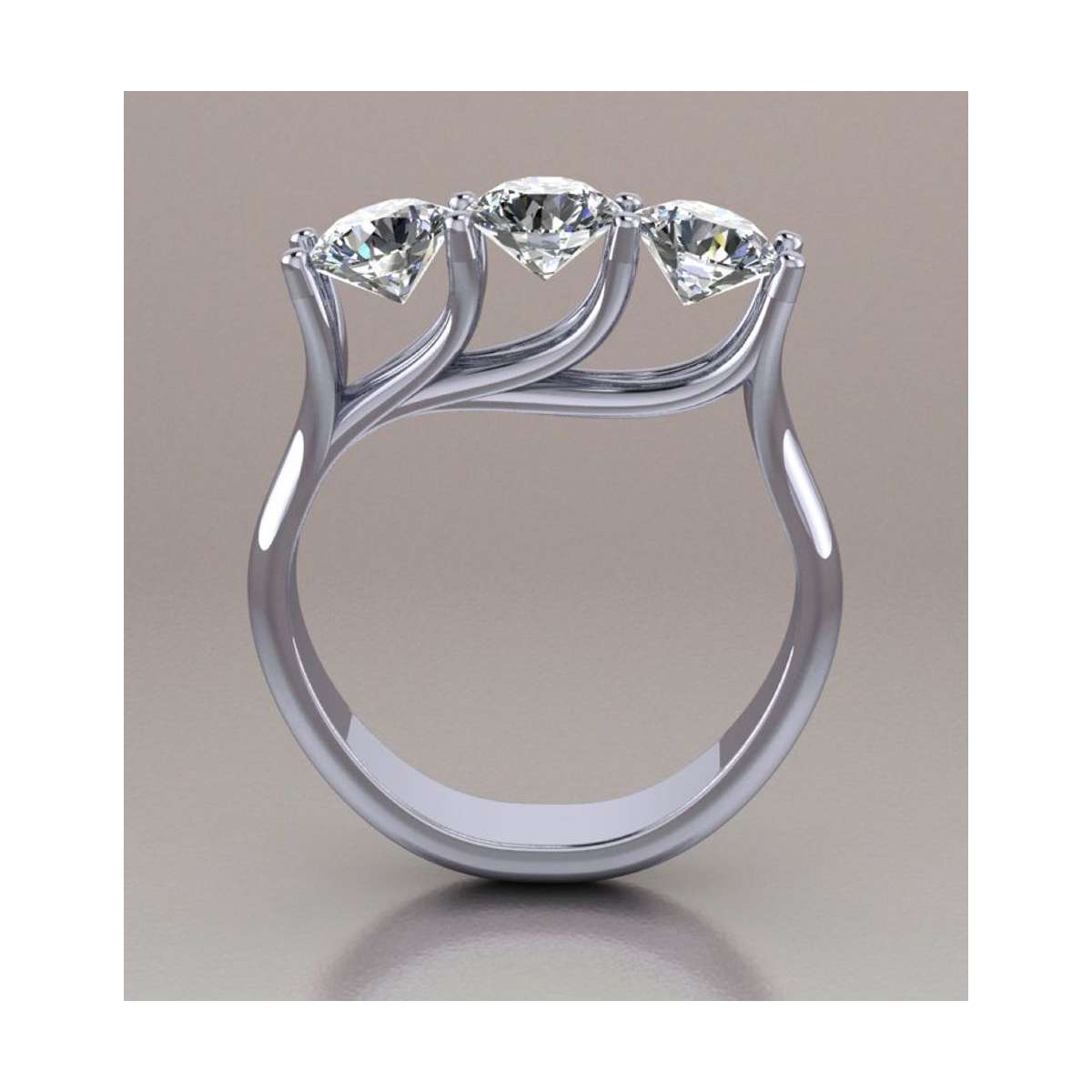 Platinum Trilogy ring 1.5 carats GIA certified diamonds G-IF