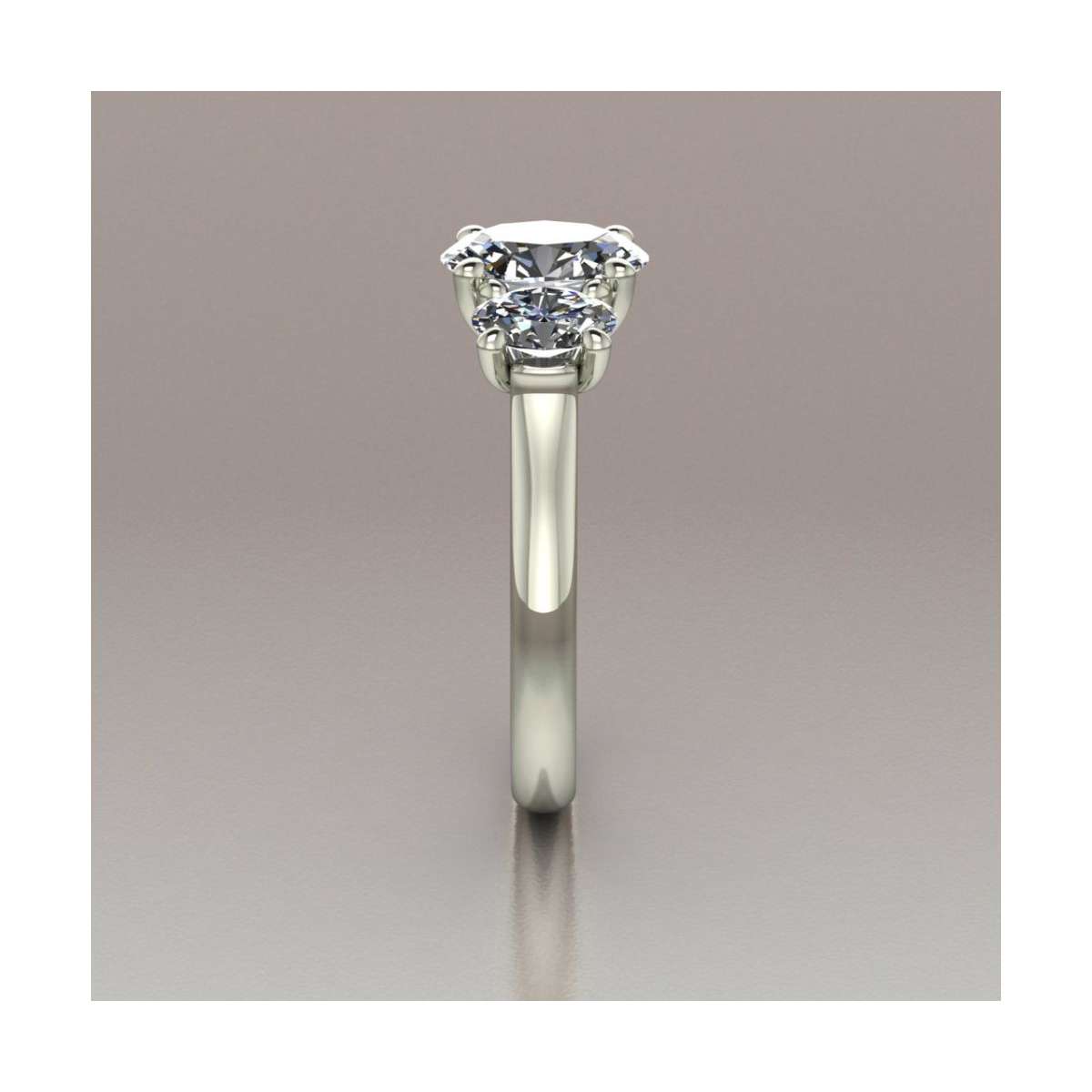 White gold Trilogy ring for women 2.11 carats GIA certified oval diamonds G-IF