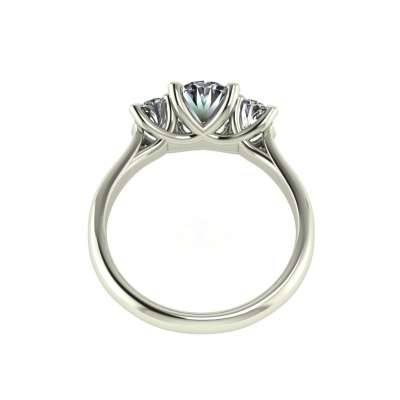 White gold Trilogy ring for women 2.11 carats GIA certified oval diamonds G-IF