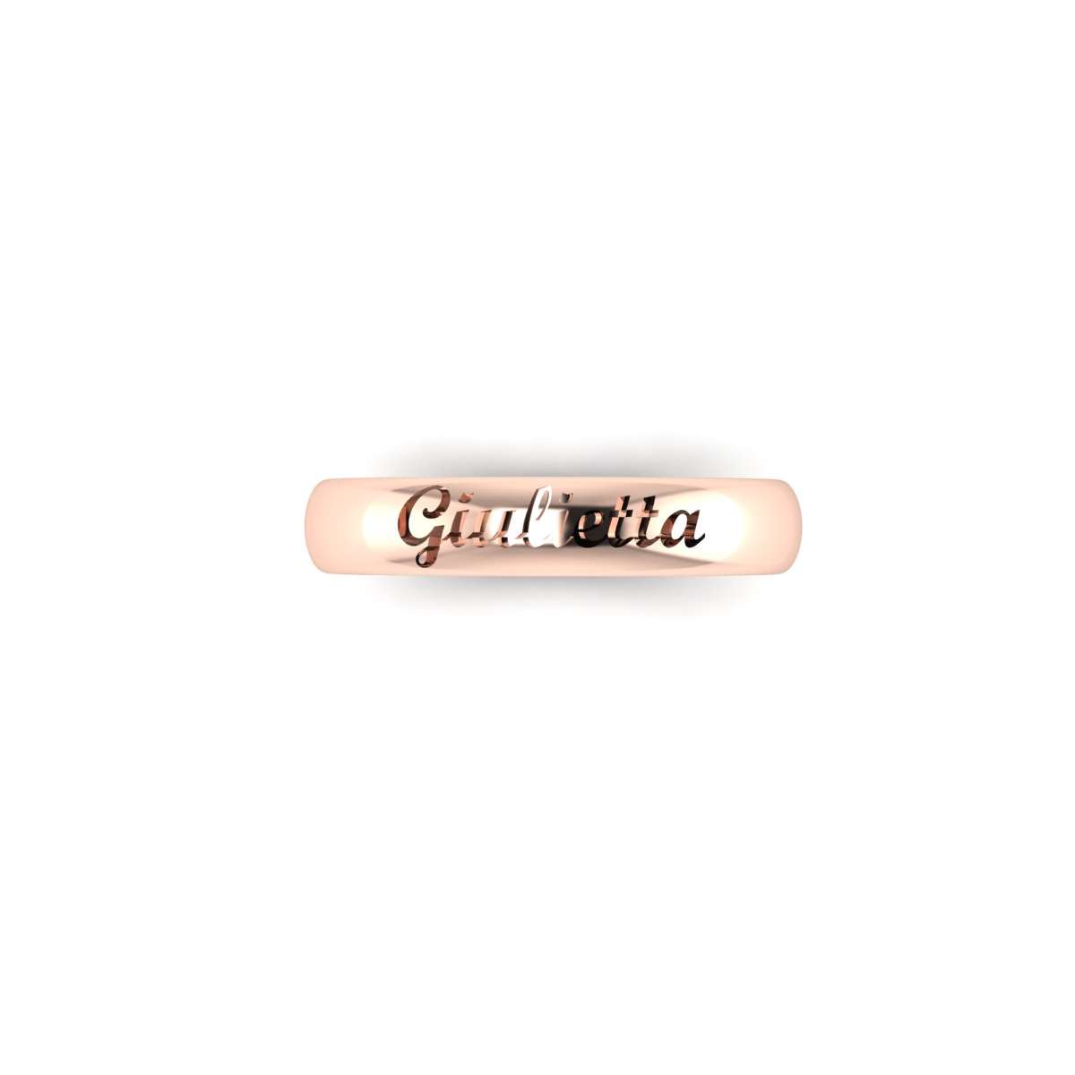 Juliet and Romeo wedding ring in 18KT rose gold with externally engraved name