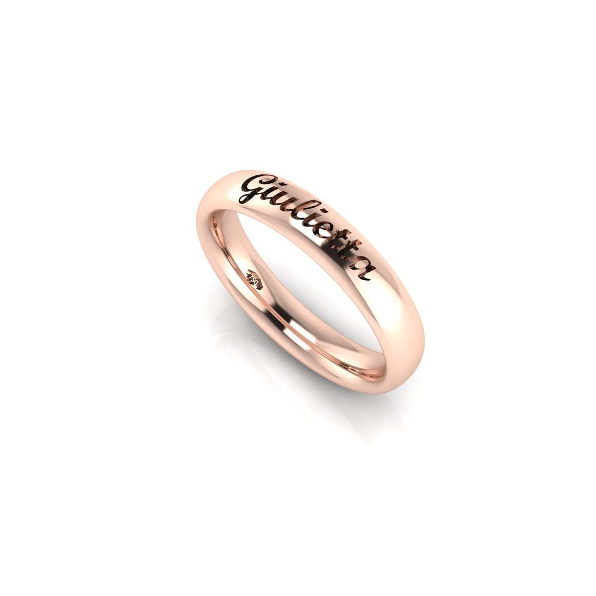 Juliet and Romeo wedding ring in 18KT rose gold with externally engraved name