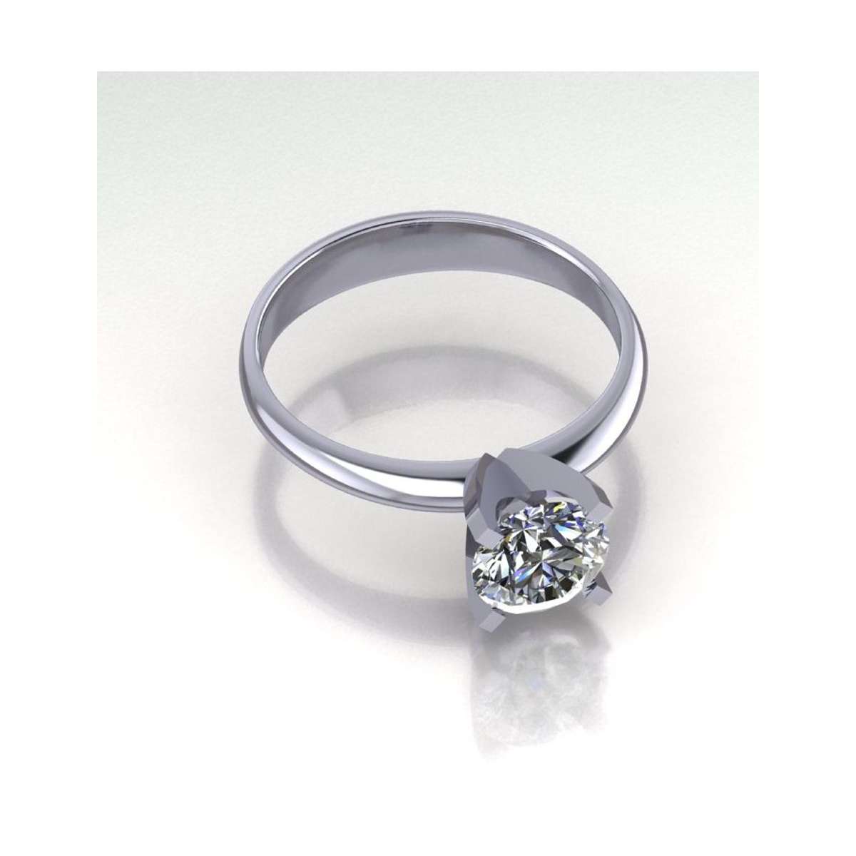 Platinum solitaire ring four square claws GIA certified diamond 1.03 carats G-VVS2