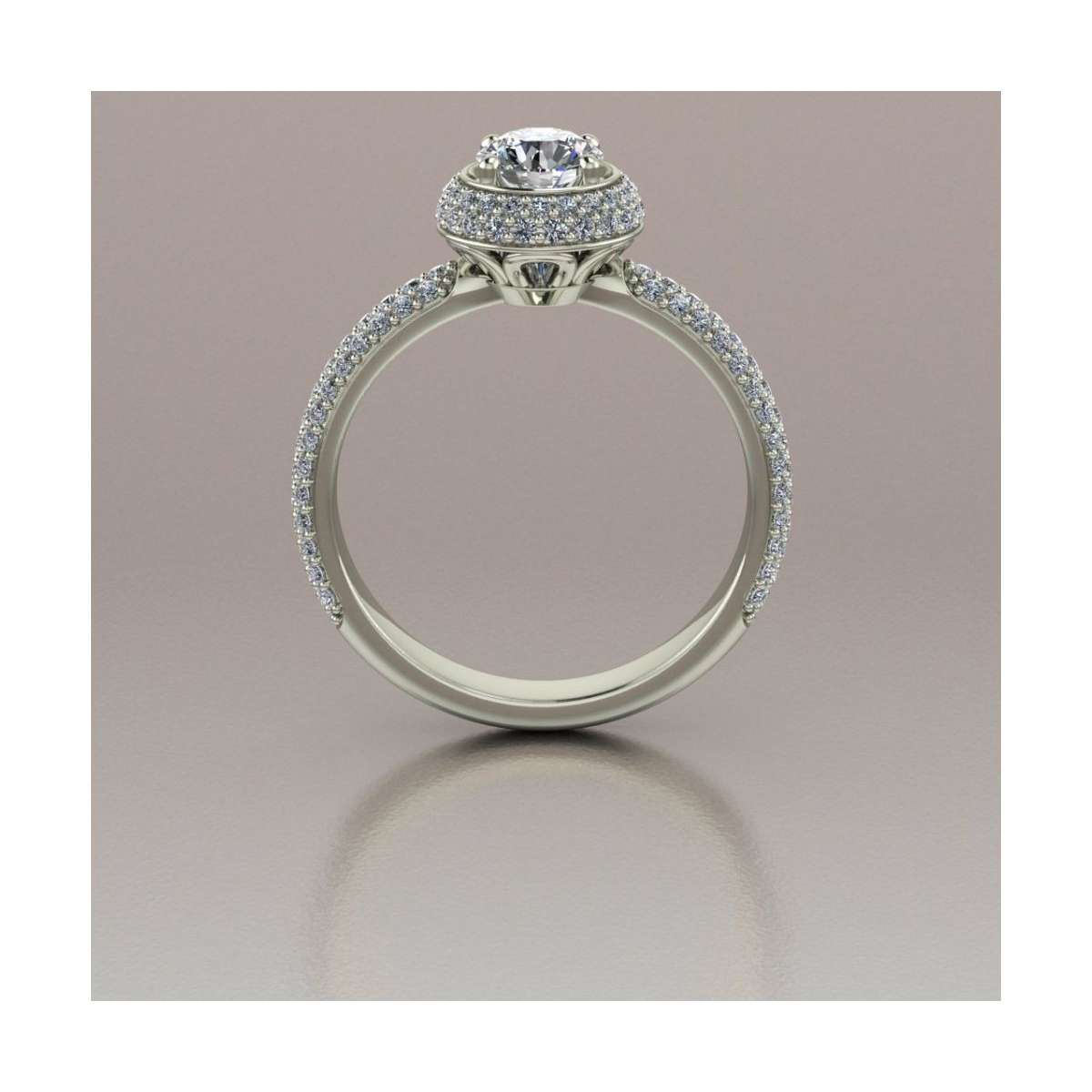 White gold solitaire ring with pave diamonds 0.98 carats GIA certified G-IF